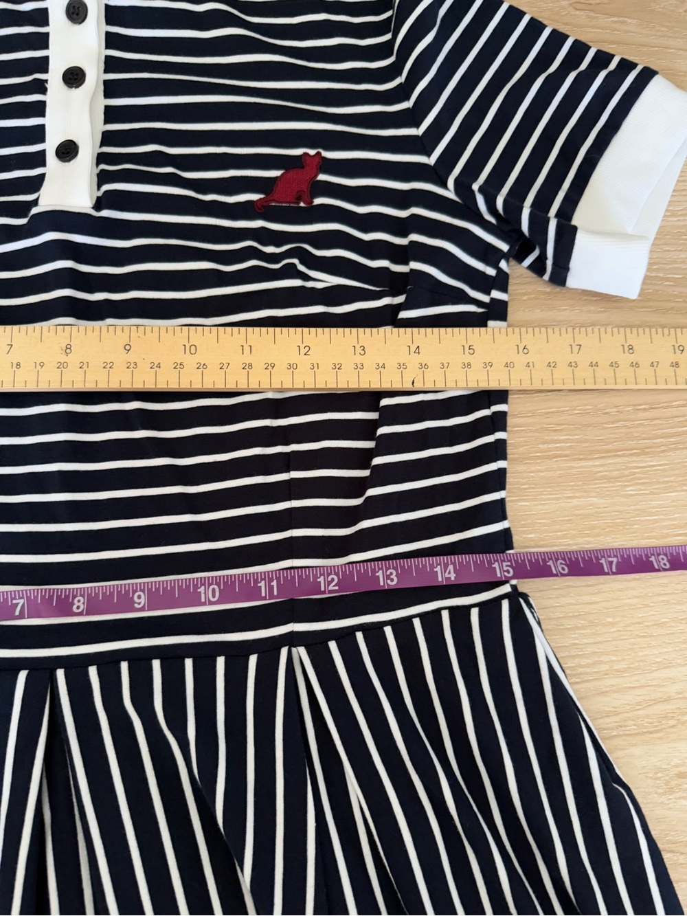 Modcloth Large Cultivated Navy Stripe Collar Mini Dress Preppy 50s Academia - Picture 8 of 9